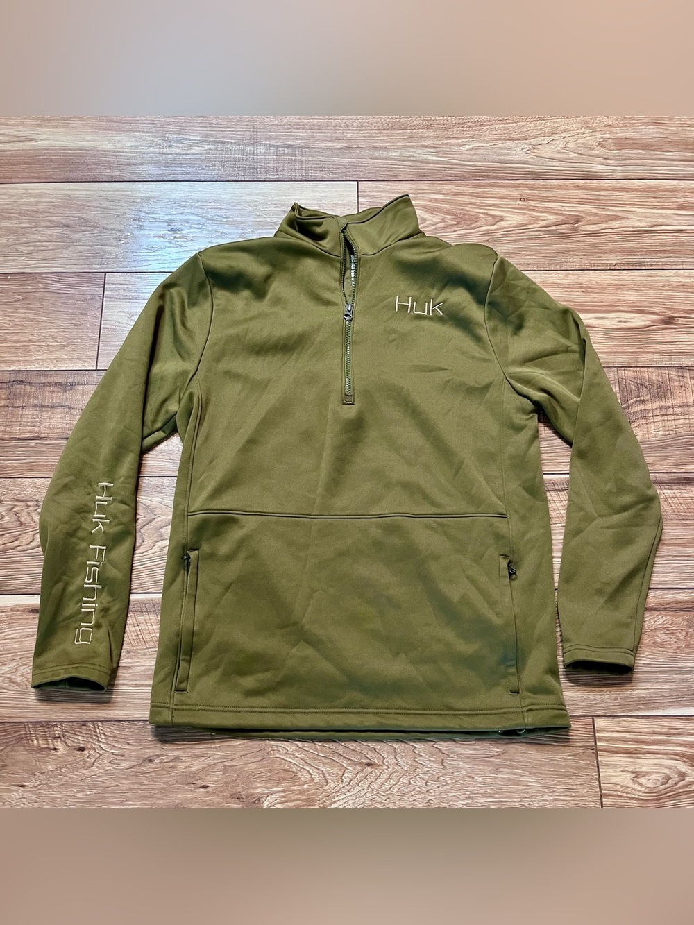 Huk Olive Green Performance Quarter-Zip Jacket